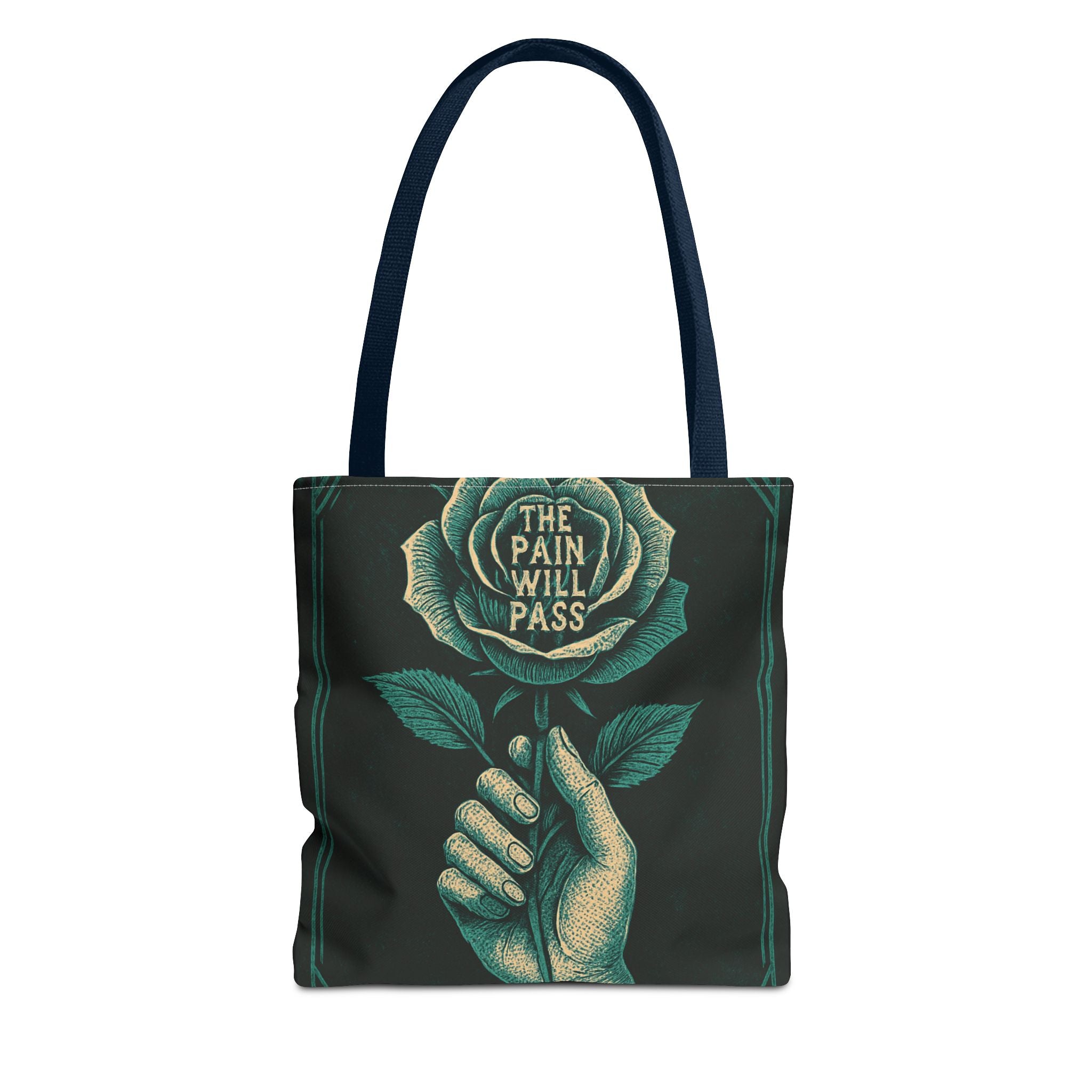 Inspirational Floral Tote Bag – The Pain Will Pass, Motivational Bag, Gift for Friends, Travel Bag, Eco-Friendly Accessory
