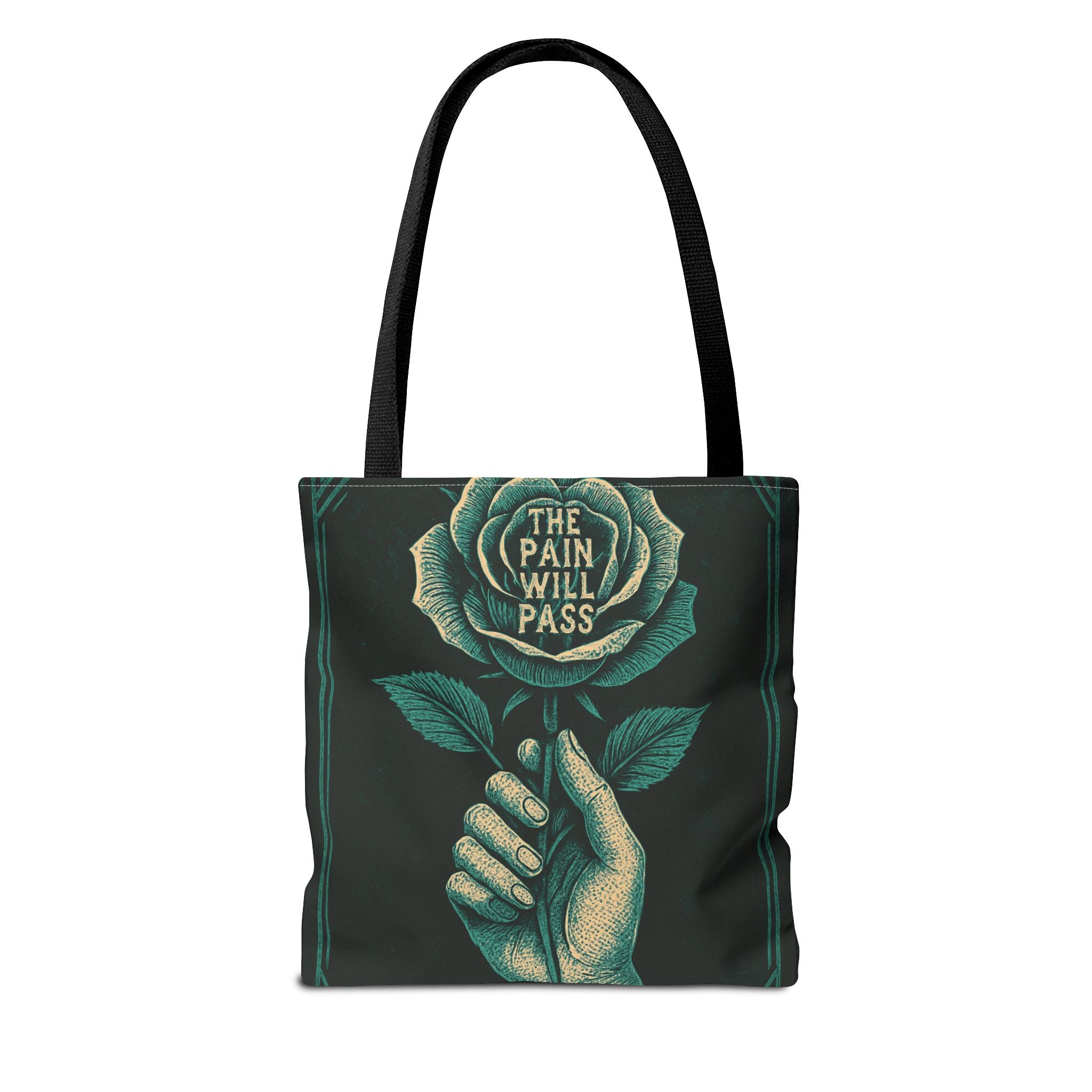Inspirational Floral Tote Bag – The Pain Will Pass, Motivational Bag, Gift for Friends, Travel Bag, Eco-Friendly Accessory