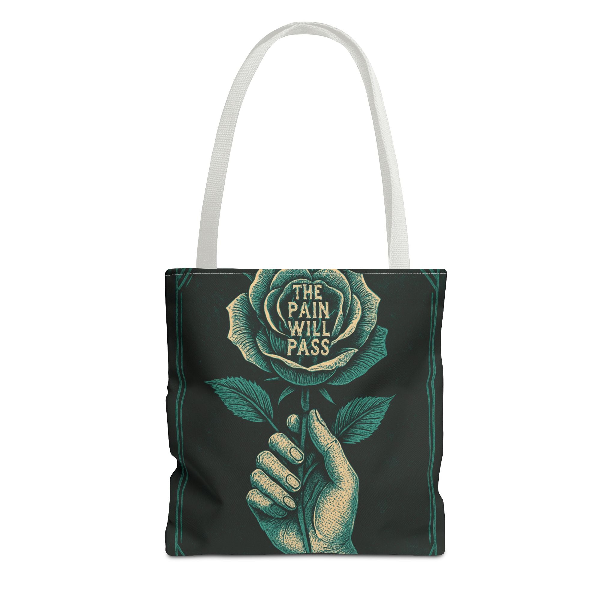 Inspirational Floral Tote Bag – The Pain Will Pass, Motivational Bag, Gift for Friends, Travel Bag, Eco-Friendly Accessory