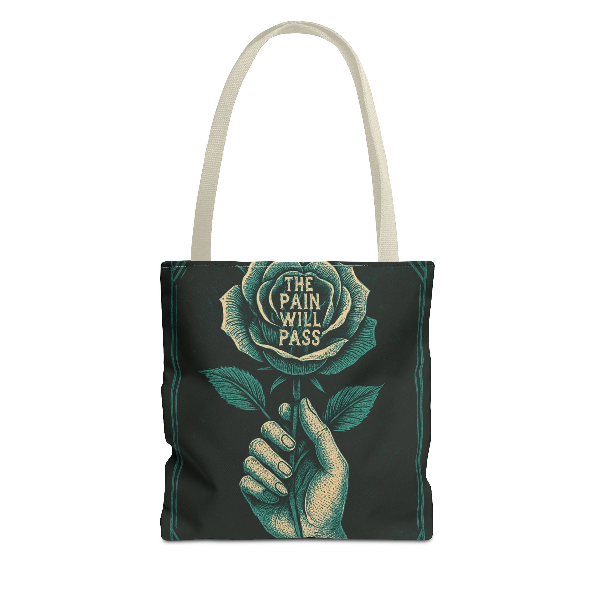 Inspirational Floral Tote Bag – The Pain Will Pass, Motivational Bag, Gift for Friends, Travel Bag, Eco-Friendly Accessory