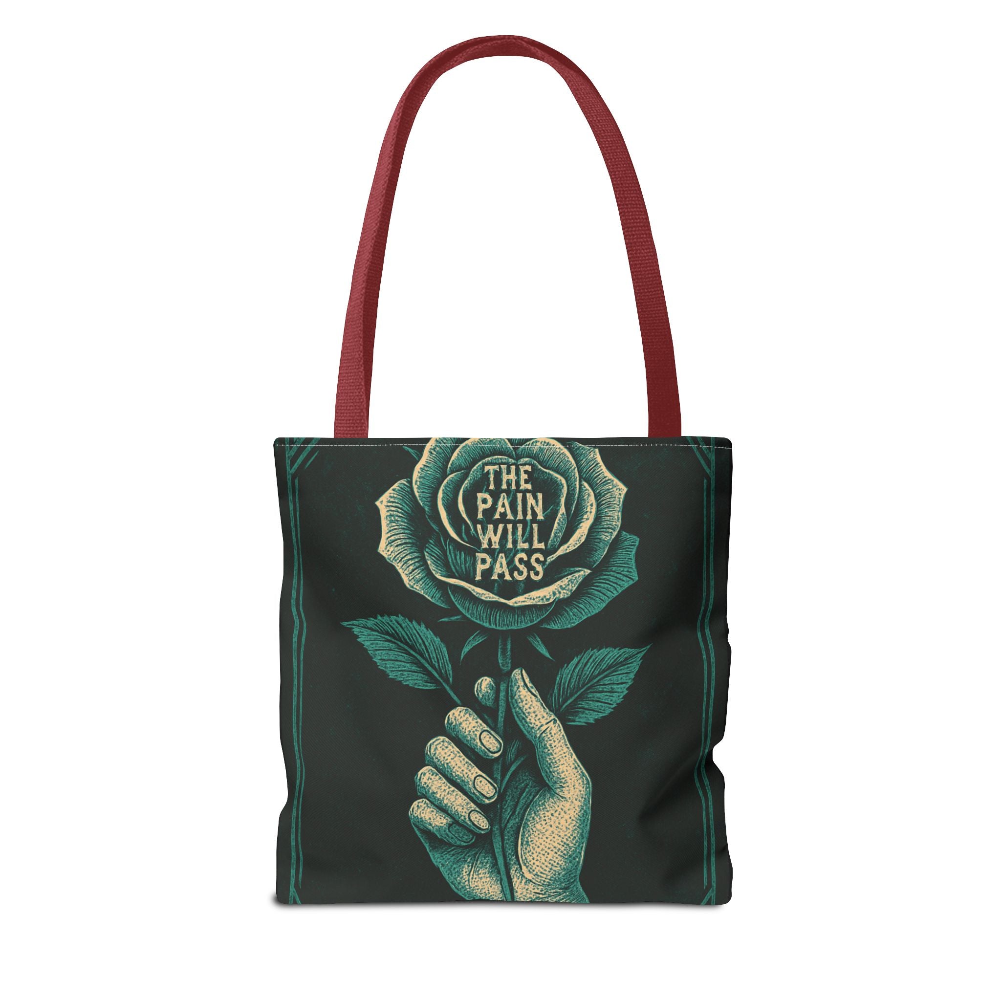Inspirational Floral Tote Bag – The Pain Will Pass, Motivational Bag, Gift for Friends, Travel Bag, Eco-Friendly Accessory
