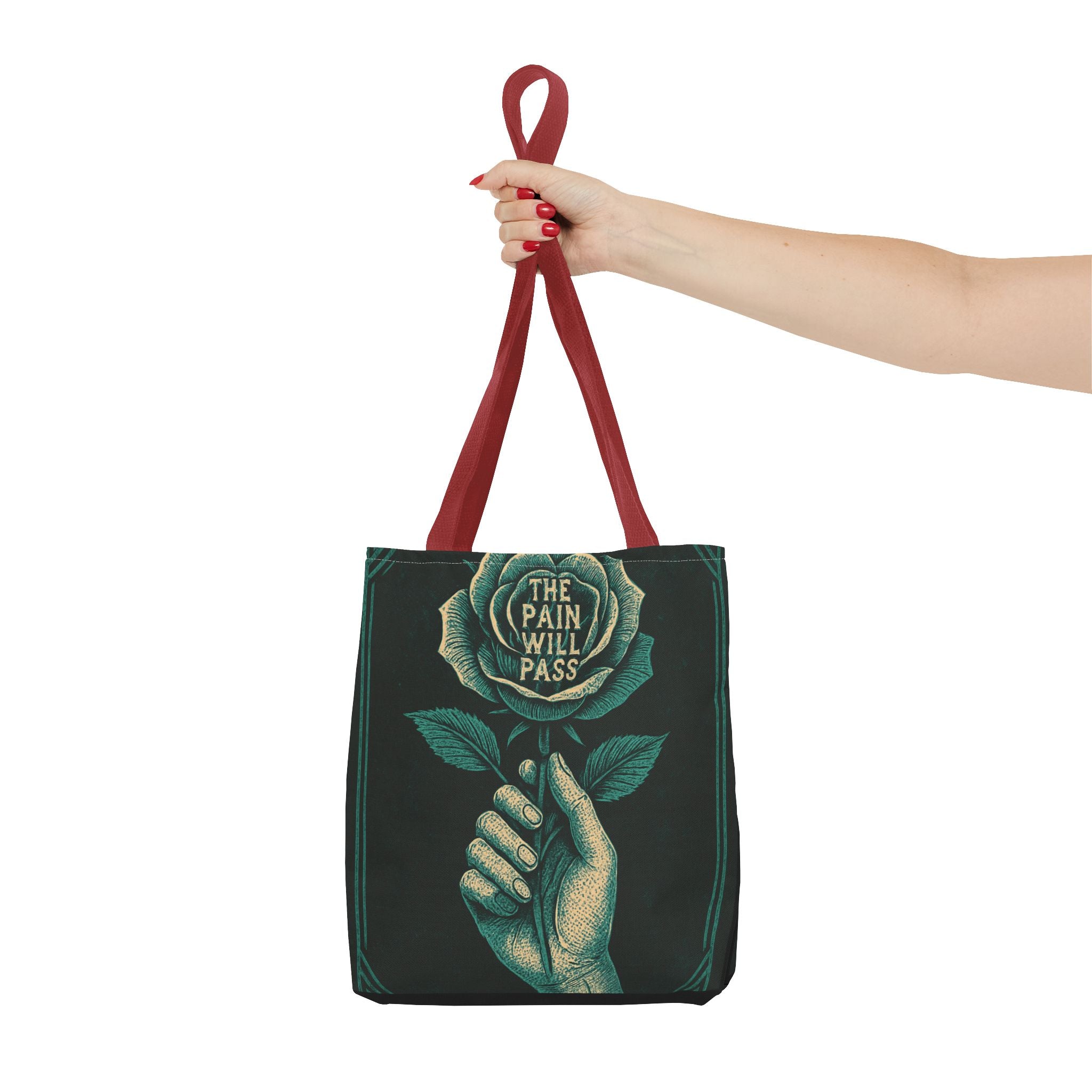Inspirational Floral Tote Bag – The Pain Will Pass, Motivational Bag, Gift for Friends, Travel Bag, Eco-Friendly Accessory