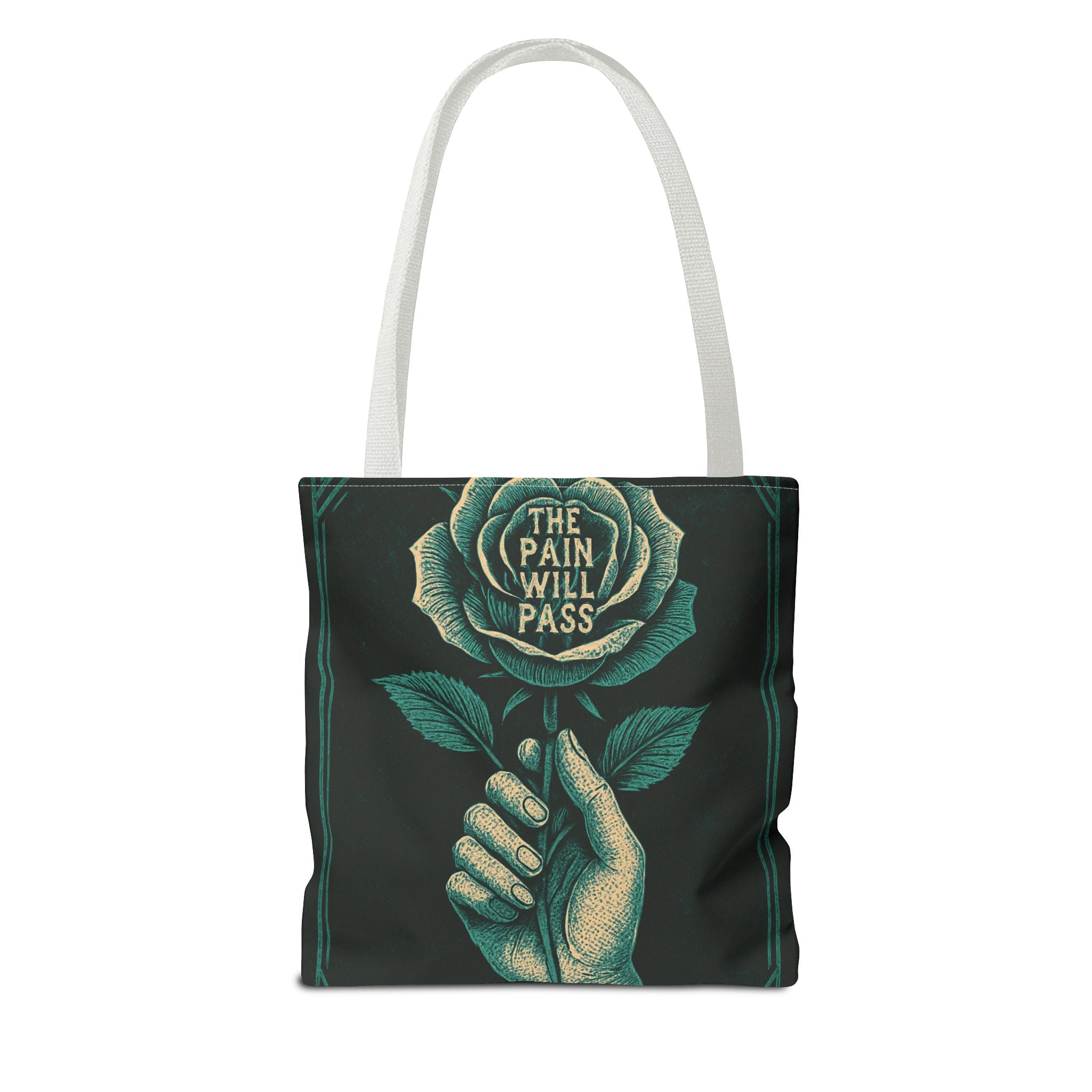 Inspirational Floral Tote Bag – The Pain Will Pass, Motivational Bag, Gift for Friends, Travel Bag, Eco-Friendly Accessory
