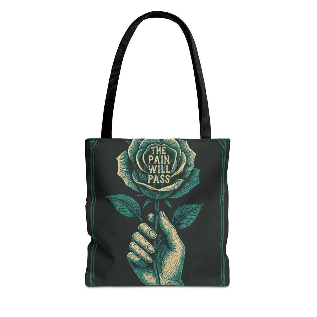 Inspirational Floral Tote Bag – The Pain Will Pass, Motivational Bag, Gift for Friends, Travel Bag, Eco-Friendly Accessory
