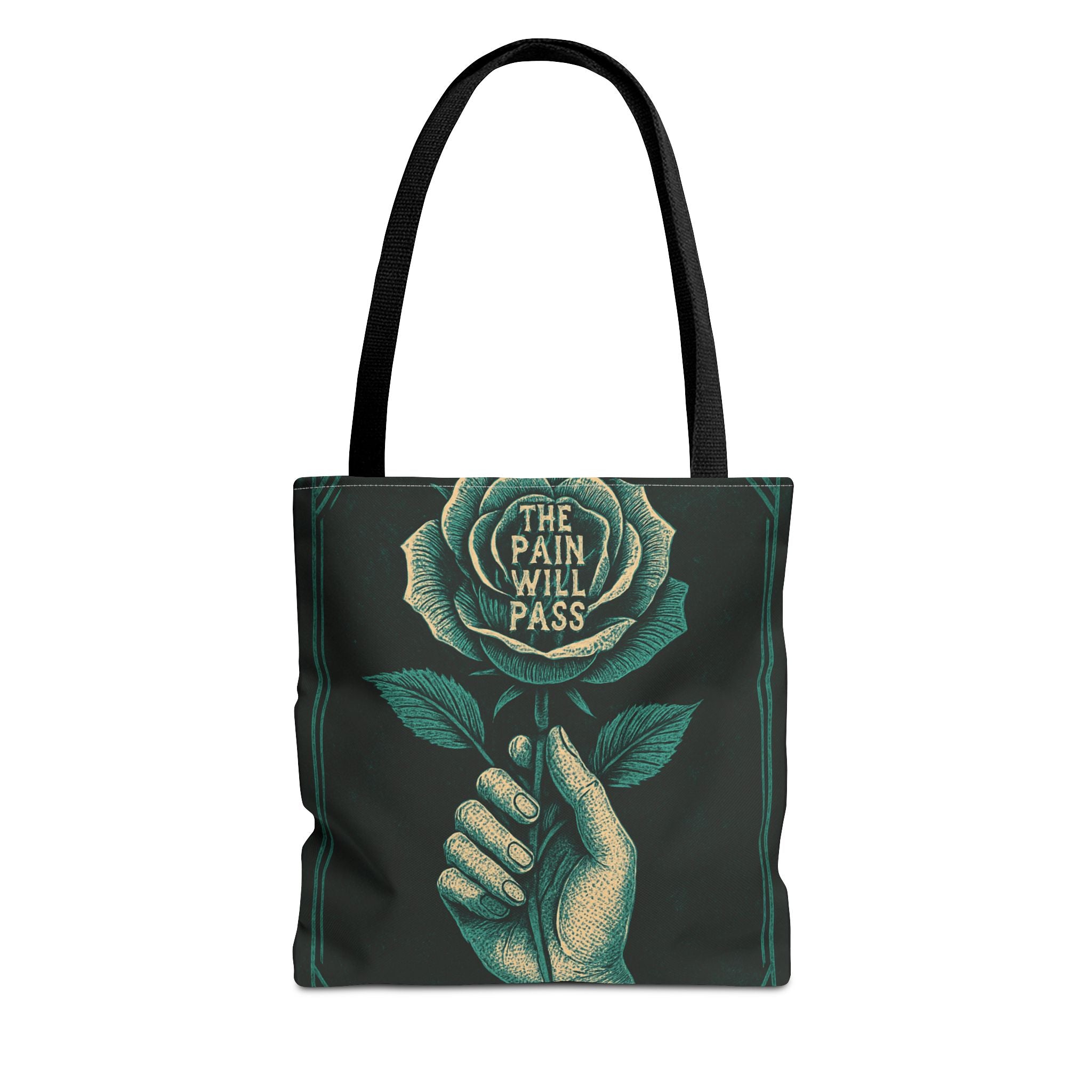 Inspirational Floral Tote Bag – The Pain Will Pass, Motivational Bag, Gift for Friends, Travel Bag, Eco-Friendly Accessory