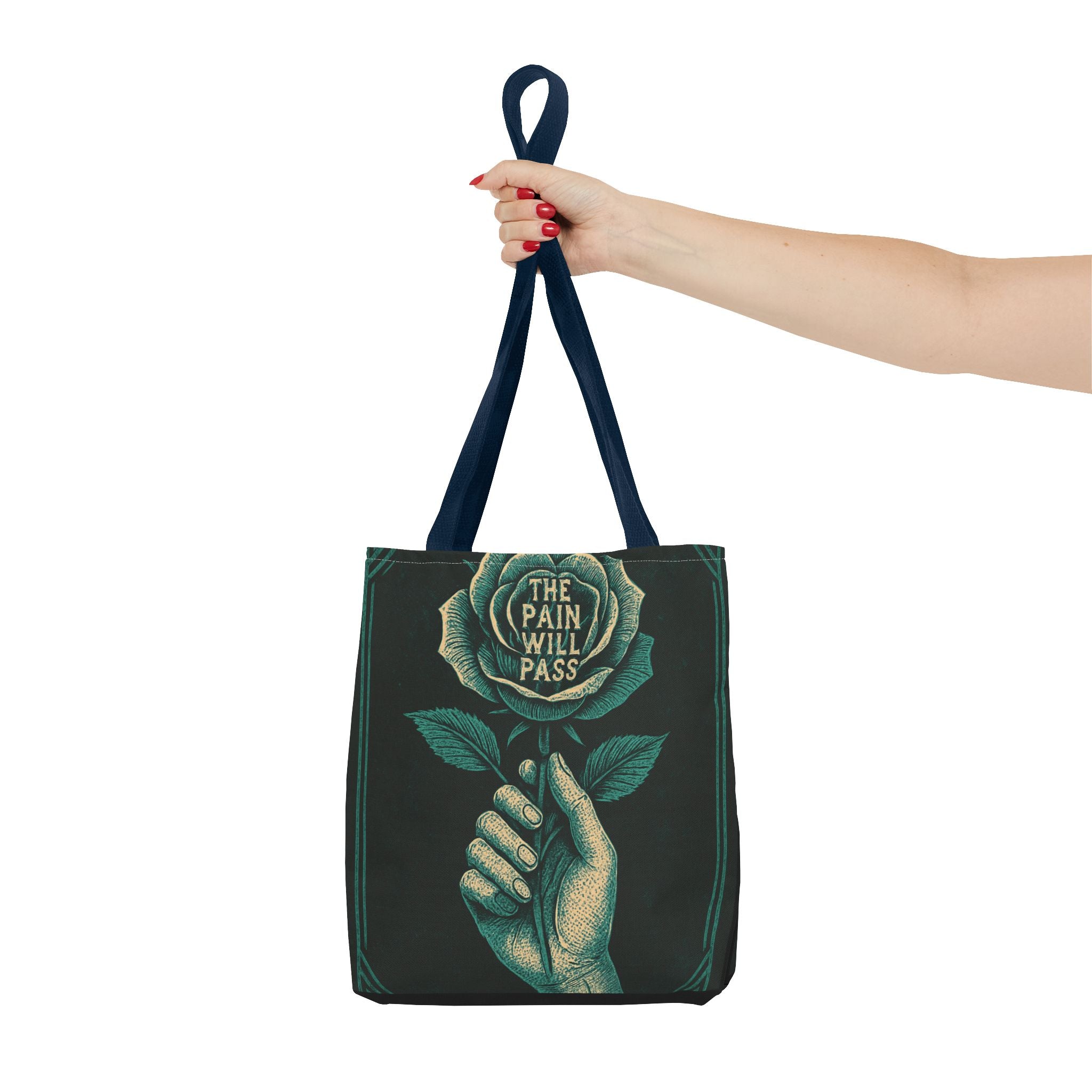 Inspirational Floral Tote Bag – The Pain Will Pass, Motivational Bag, Gift for Friends, Travel Bag, Eco-Friendly Accessory
