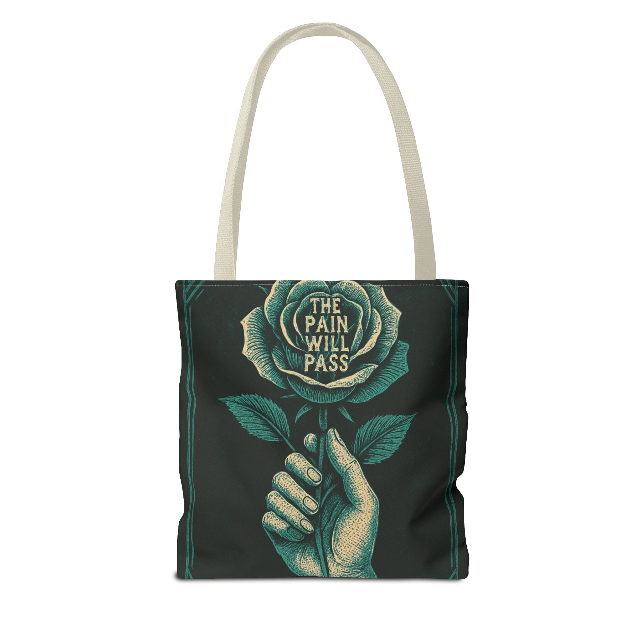 Inspirational Floral Tote Bag – The Pain Will Pass, Motivational Bag, Gift for Friends, Travel Bag, Eco-Friendly Accessory